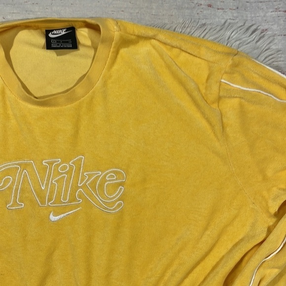 NIKE RETRO FEMME TERRY CROPPED Topaz Gold CREW SWEATSHIRT - Picture 9 of 10